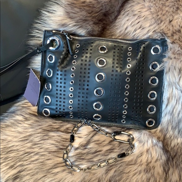 Grommet Leather Two-Way Clutch